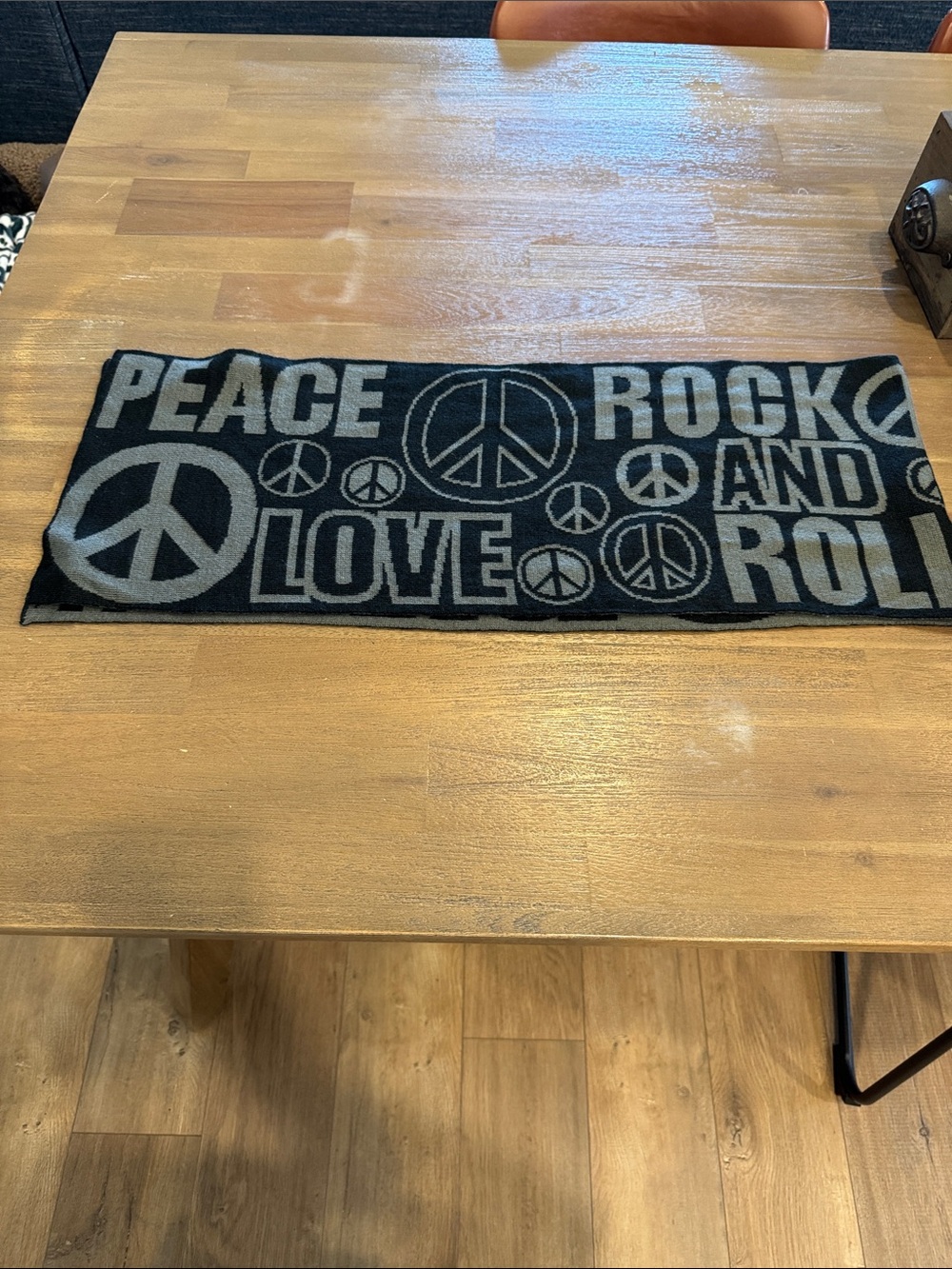 Peace Love Rock and Roll Black and Gray Soft Scarf. Rock and Roll Hall of Fame.